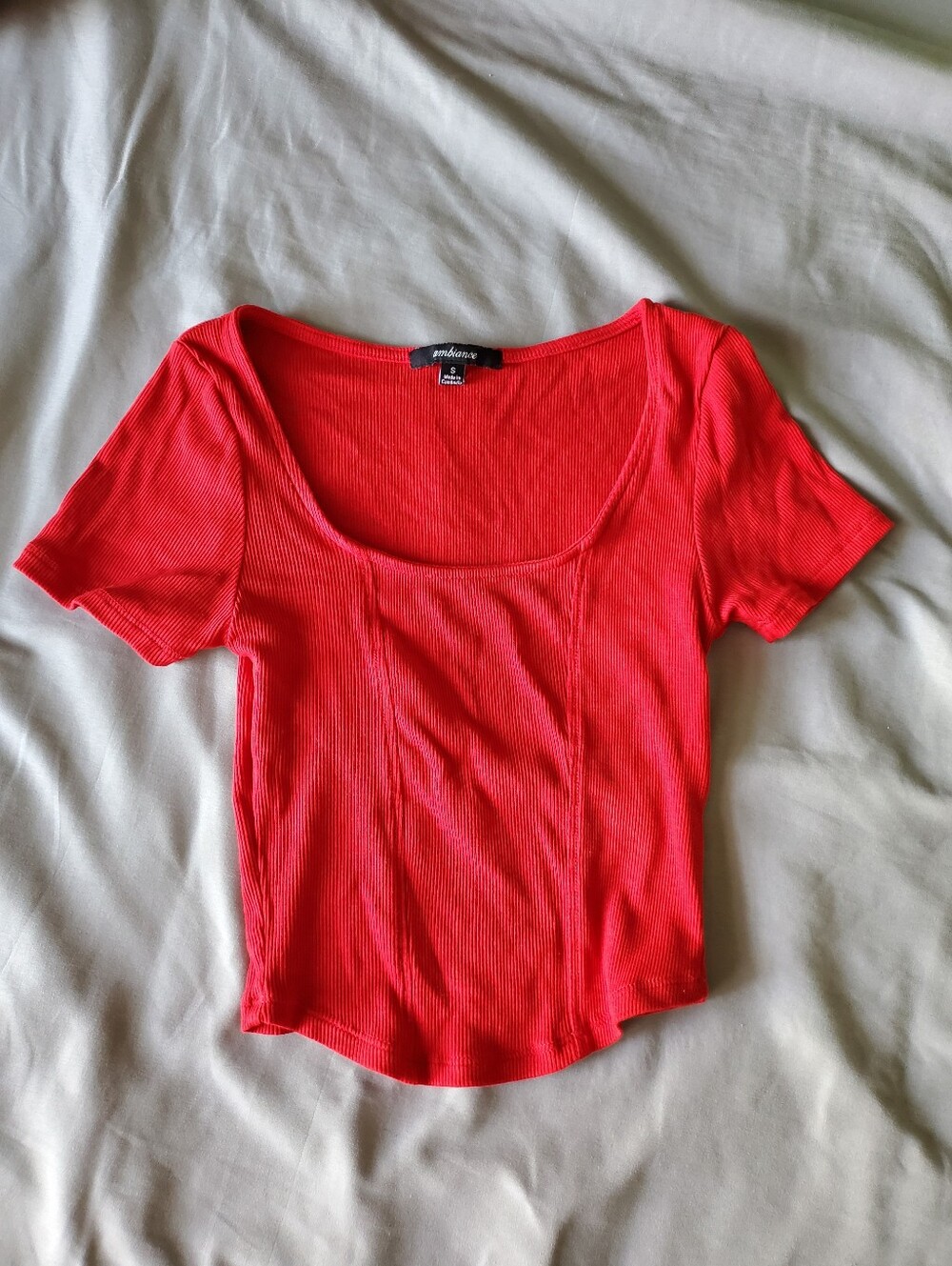 Ambiance Red Ribbed Scoop Crop Top